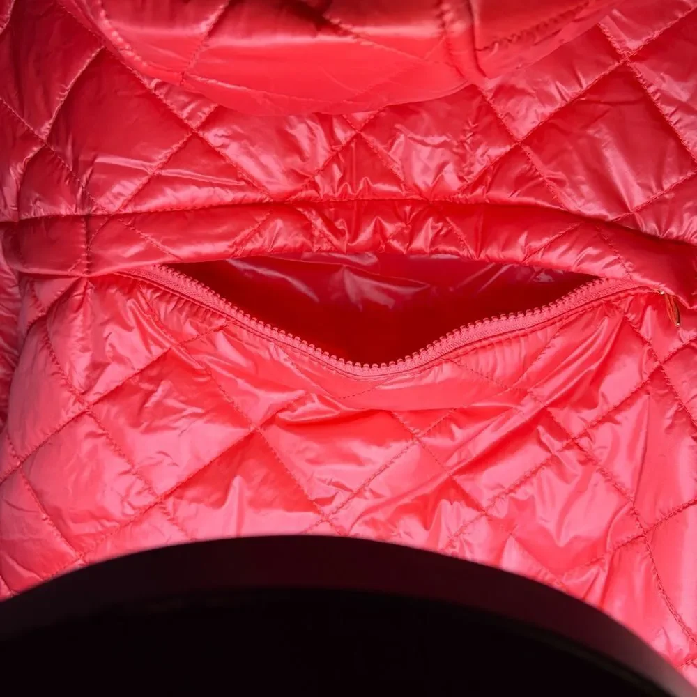 Kate Spade New York Travel Hooded Quilted Packable Puffer Jacket Coral XL NWT